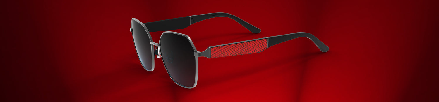 Sunglasses on a red background