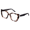 Cat-eye glasses with tortoiseshell frame on a white background