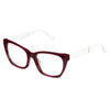 Red eyeglasses on a white background