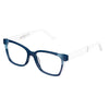 Blue eyeglasses on a white background