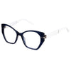 Blue eyeglasses on a white background