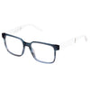 Blue eyeglasses on a white background