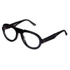 Black eyeglasses on a white background